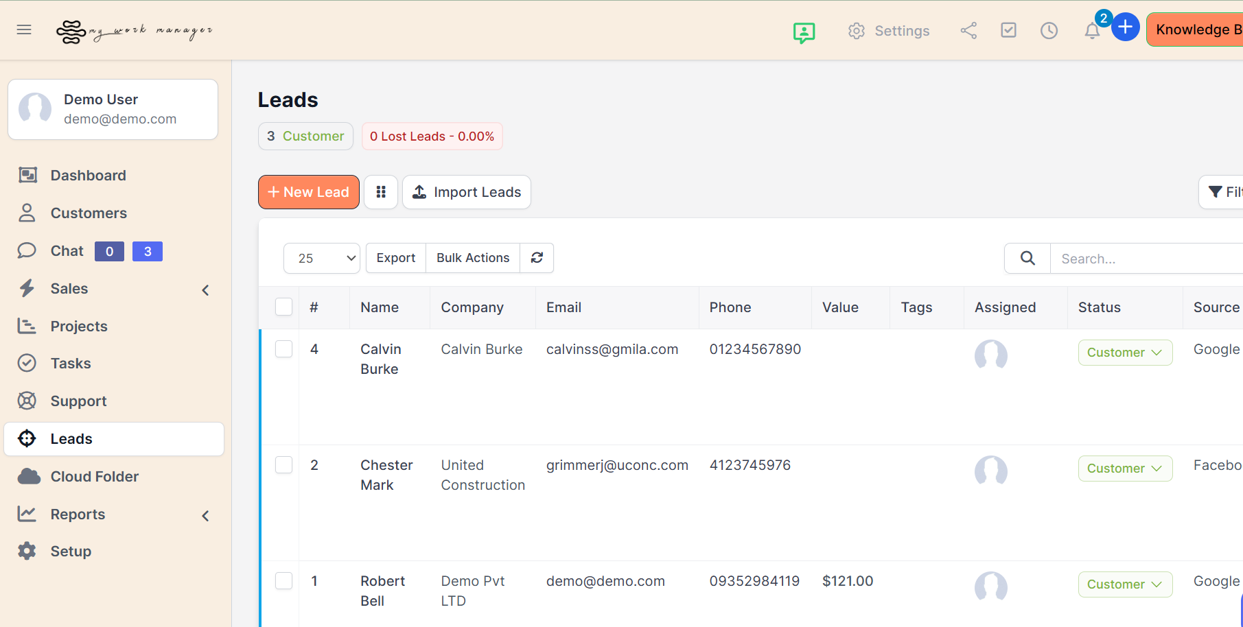 Leads Screenshot